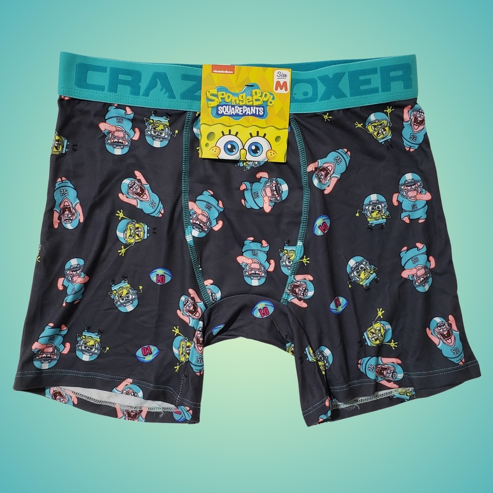 CRAZY BOXER Spongebob American Football Boxer Briefs Men Medium NWT